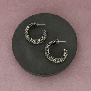 sterling silver vintage woven hoop earrings